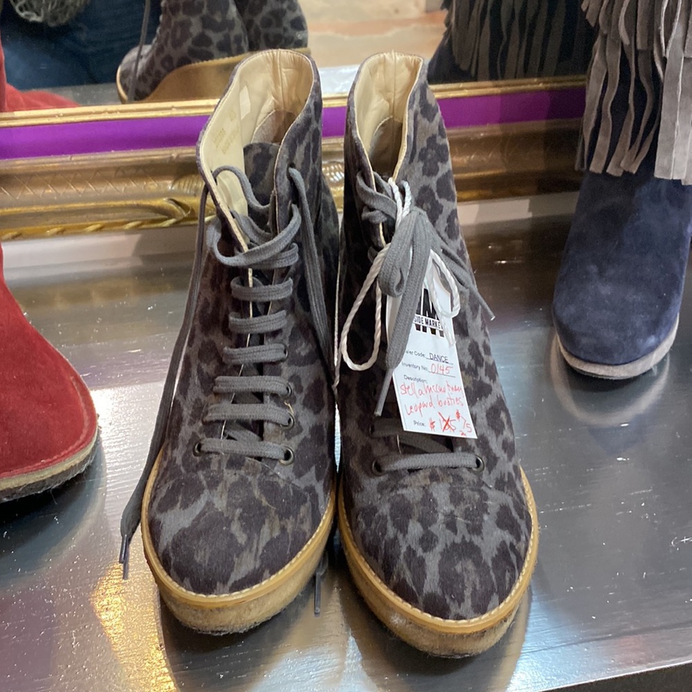 Stella McCartney leopard platform wedge boots 40 - Picture 7 of 9